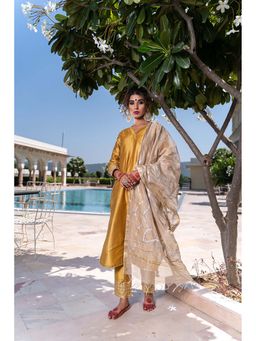 The Home Affair - Ganapati Dupatta Suit Cotton Silk Kurta Set