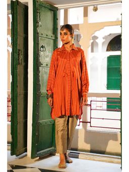 The Home Affair - Rust Striped Women's Pure Cotton Co-Ord Set