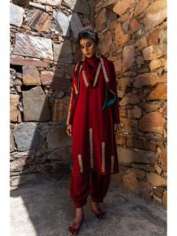 The Home Affair - Maroon Ganapati Pure Cotton Kurta Sets