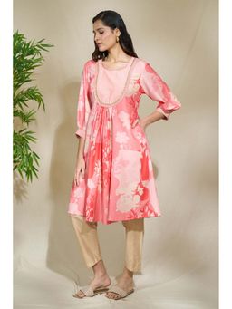 The Home Affair - Peach Embroidered Muslin Kurta Set