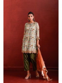 The Home Affair - Olive Marodi Pure Cotton Kurta Sets