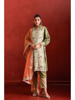 The Home Affair - Green Monotone 4-In-1 Pure Cotton Kurta Sets