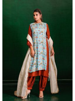 The Home Affair - Rust Turquoise 4-In-1 Styling Pure Cotton Kurta Sets