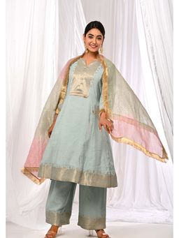 The Home Affair - Powder Blue Sukoon Cotton Silk Kurta Set