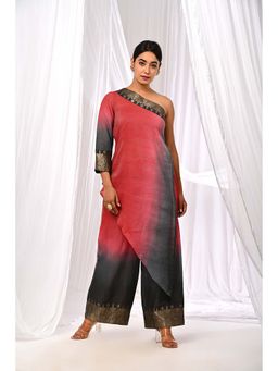 The Home Affair - Shaded Wine Sukoon Cotton Silk Co-Ord Set