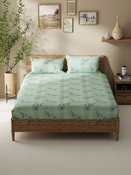 BIANCA - Polycotton Double Bedsheet With 2 Pillow Covers Green