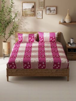 BIANCA - Polycotton Double Bedsheet With 2 Pillow Covers Pink