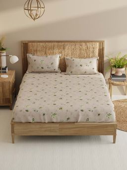BIANCA - Cotton King Bedsheet With 2 Pillow Covers Beige