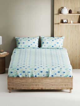 BIANCA - King Size Double Bedsheet With 2 Pillow Covers Blue