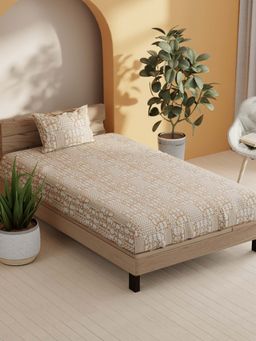 BIANCA - Cotton Single Bedsheet With 1 Pillow Cover Beige