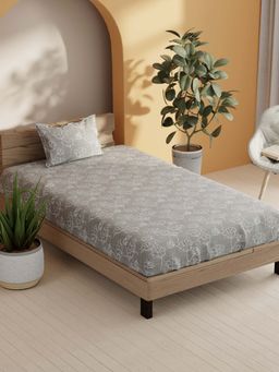 BIANCA - Cotton Single Bedsheet With 1 Pillow Cover Grey
