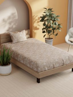 BIANCA - Cotton Single Bedsheet With 1 Pillow Cover Beige