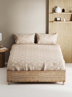 BIANCA - King Size Double Bedsheet With 2 Pillow Covers Beige