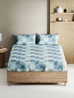 BIANCA - King Size Double Bedsheet With 2 Pillow Covers Blue
