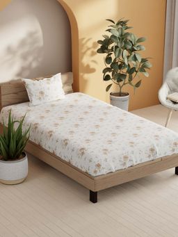 BIANCA - Cotton Single Bedsheet With 1 Pillow Cover Beige