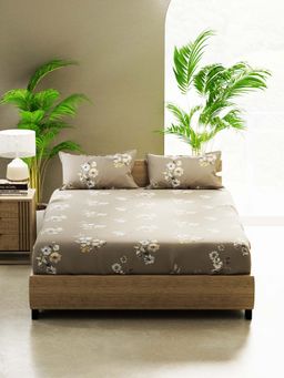 BIANCA - Cotton Double Bedsheet With 2 Pillow Covers Beige