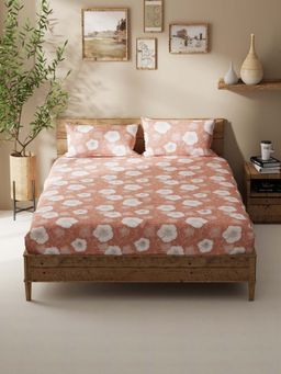 BIANCA - Polycotton Double Bedsheet With 2 Pillow Covers Coral
