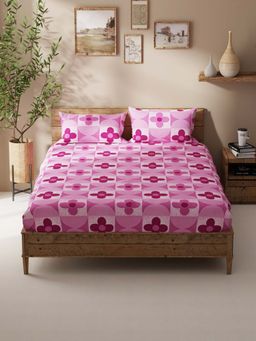 BIANCA - Polycotton Double Bedsheet With 2 Pillow Covers Pink