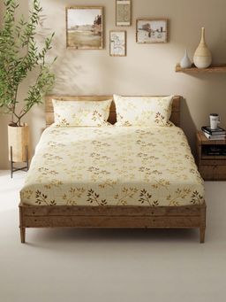 BIANCA - Polycotton Double Bedsheet With 2 Pillow Covers Yellow