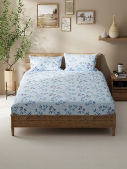 BIANCA - Polycotton Double Bedsheet With 2 Pillow Covers Blue