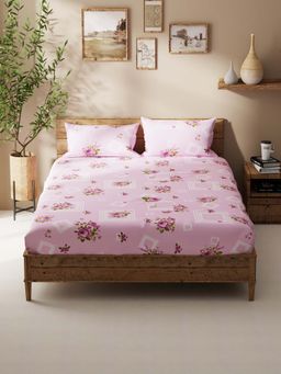 BIANCA - Polycotton Double Bedsheet With 2 Pillow Covers Pink