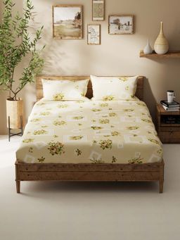 BIANCA - Polycotton Double Bedsheet With 2 Pillow Covers Beige