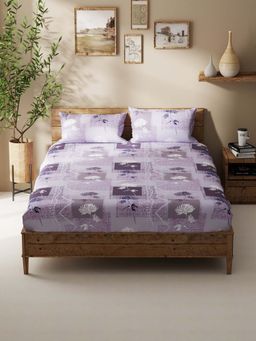 BIANCA - Polycotton Double Bedsheet With 2 Pillow Covers Lavender