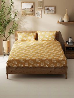 BIANCA - Polycotton Double Bedsheet With 2 Pillow Covers Mustard