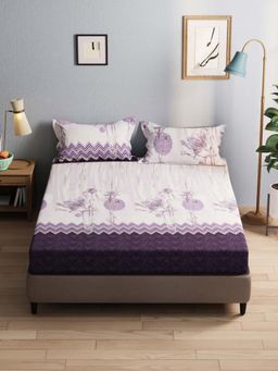 BIANCA - Polycotton Double Bedsheet With 2 Pillow Covers Purple