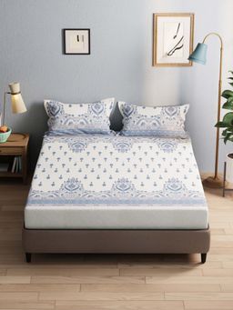 BIANCA - Polycotton Double Bedsheet With 2 Pillow Covers Blue