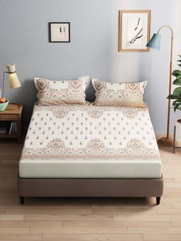 BIANCA - Polycotton Double Bedsheet With 2 Pillow Covers Brown