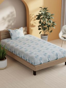 BIANCA - Cotton Single Bedsheet With 1 Pillow Cover Blue