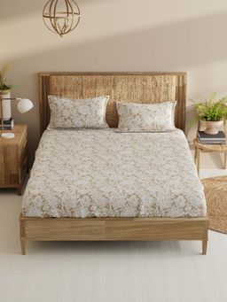BIANCA - Cotton King Bedsheet With 2 Pillow Covers Beige