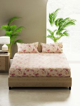 BIANCA - Cotton Double Bedsheet With 2 Pillow Covers Peach