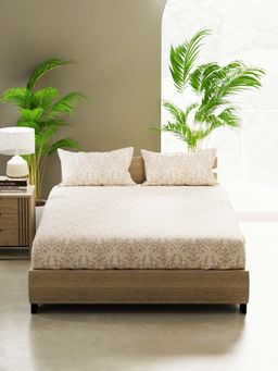BIANCA - Cotton Double Bedsheet With 2 Pillow Covers Beige