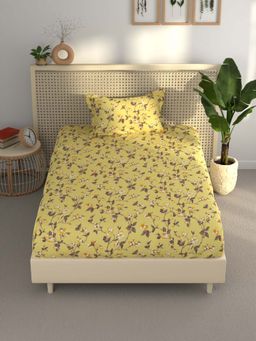BIANCA - Polycotton Single Bedsheet With 1 Pillow Cover Yellow