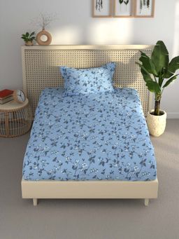 BIANCA - Polycotton Single Bedsheet With 1 Pillow Cover Blue