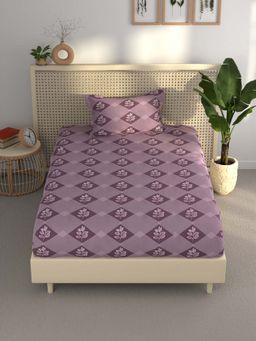 BIANCA - Polycotton Single Bedsheet With 1 Pillow Cover Purple