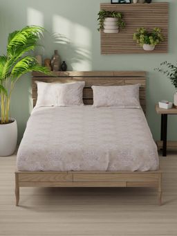 BIANCA - Cotton King Size Bedsheet With 2 Pillow Covers Beige