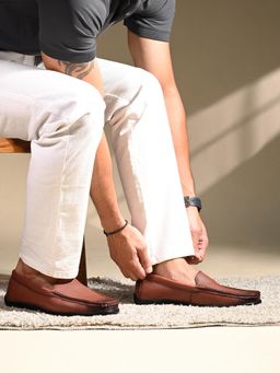 Louis Stitch - Russet Tan Ultra Lightweight Slip On Formal Loafers for Men