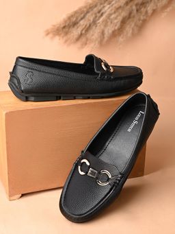 Louis Stitch - Women Black Premium Solid Slip On Casual Loafers