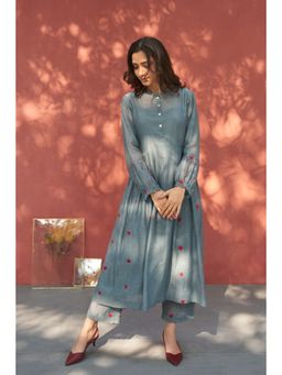 Naaz By Noor - Happy Bluish Grey Kurta with Pant (Set of 2)
