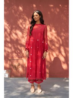 Naaz By Noor - Happy Red Kurta with Pant (Set of 2)