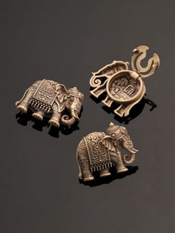 Cosa Nostraa - Heritage Elephant Adorned Button Cover Accessories Gift Set for Men (Pack of 3)