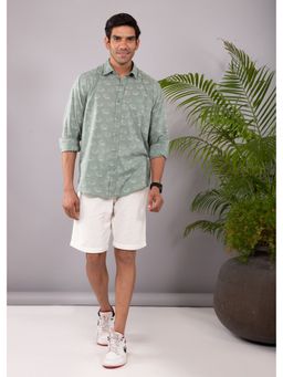 RATAN JAIPUR - Green/cream Regular Cotton Full Sleeves Shirt