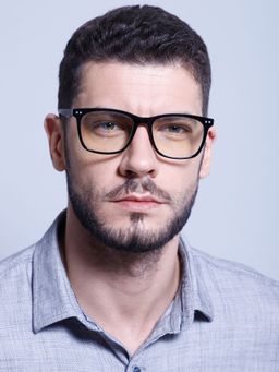 Intellilens - Unisex UV Protected Square Blue Cut Computer Glasses Black (53-18-140)