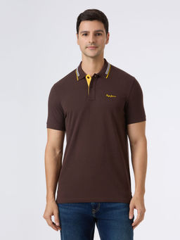 Pepe Jeans - Brown Solid Polo T-Shirt