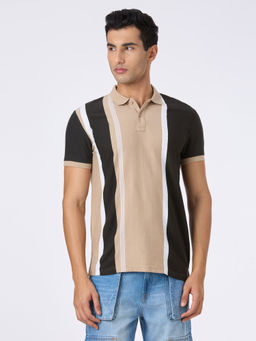 Pepe Jeans - Beige Vertical Stripe Polo T-Shirt