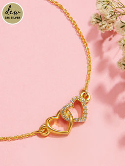 Pipa Bella by Nykaa Fashion - 18K Gold Plated Sterling Silver Dual Hearts Bracelet
