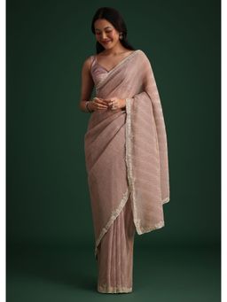 KALKI FASHION - Mauve Crushed Tissue Cut Dana Sequined Border Saree with Unstitched Blouse
